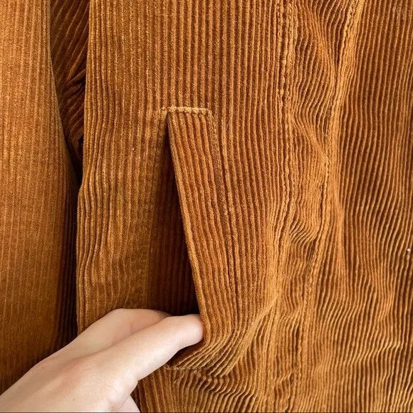 Forever 21 Corduroy Oversized Camel Brown Button Up Jacket - Picture 4 of 11